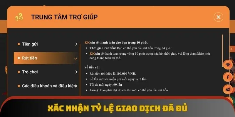 Xác nhận tỷ lệ giao dịch đã đủ